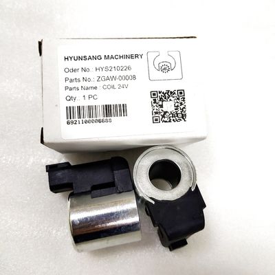 Solenoid Coil 24V ZGAW-00008 XKBL-00084 XKAL-00065 For Hyundai Excavator R1200-9 R140LC-9